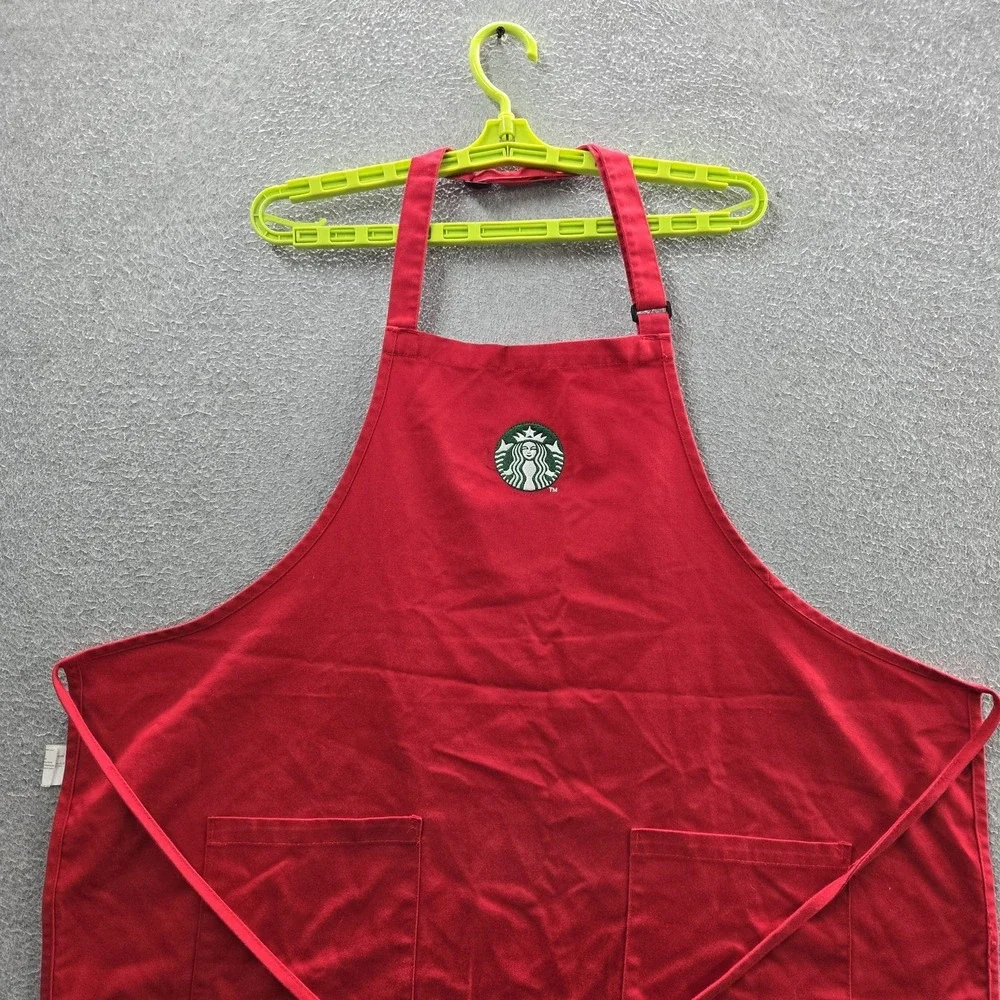 Starbucks Men Red Embroidered Apron Workwear Logo